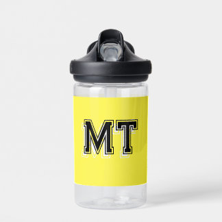 Back to School Monogrammed Initial Yellow Water Bottle