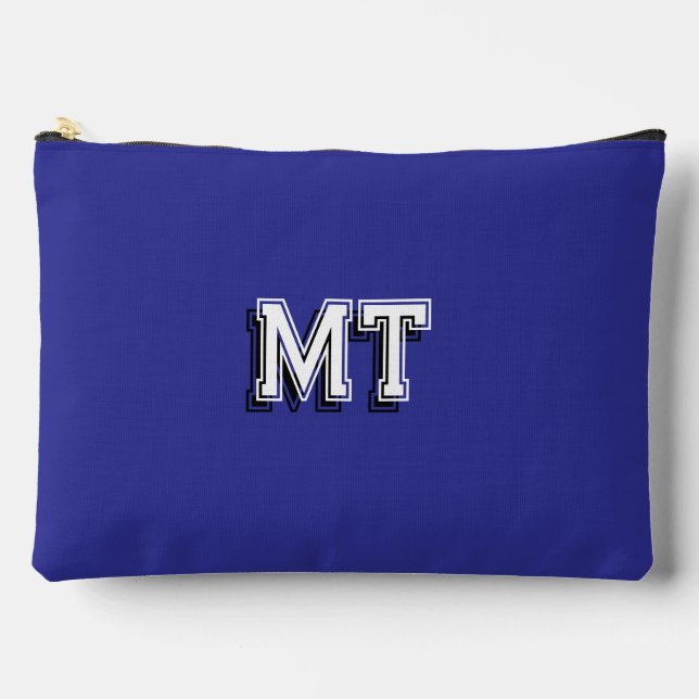 Back to School Monogrammed Pencil Zipper Bag Blue (Front)