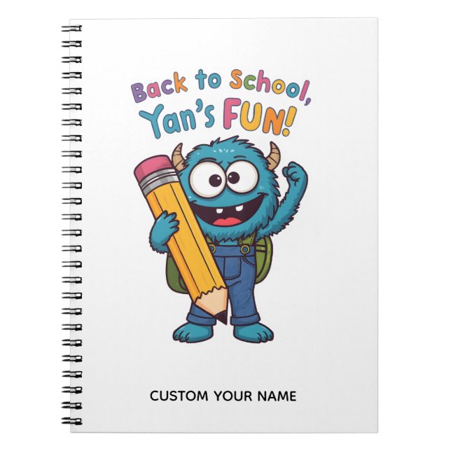 Back to School Monster | Cute Blue Creature  Notebook (Front)