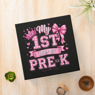 Back to School My 1st Day of Pre-K Pink Bow Girls Binder