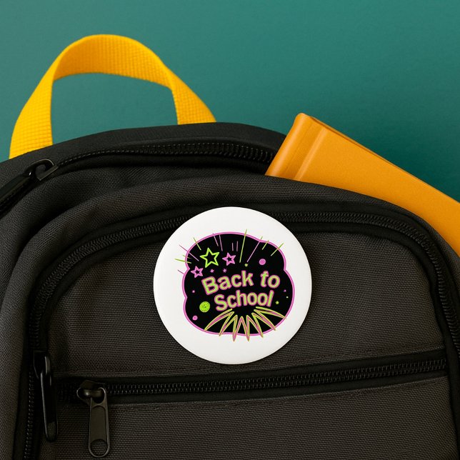Back to School Neon Pop Art Bright Classroom 3 Inch Round Button (Creator Uploaded)