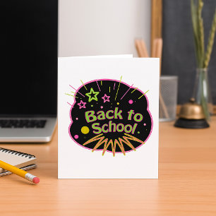 Back to School Neon Pop Art Bright Classroom Card