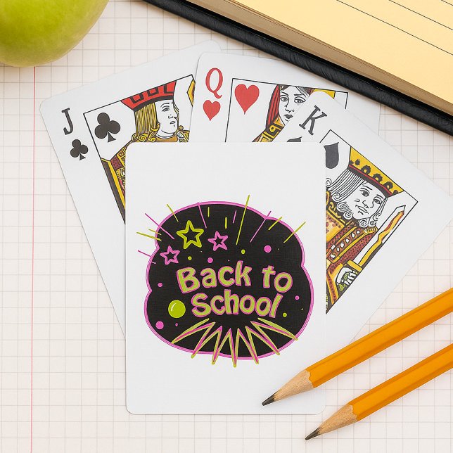 Back to School Neon Pop Art Bright Classroom Playing Cards (Creator Uploaded)