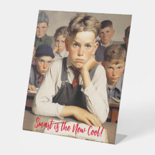 Back to school Norman Rockwell drawings style Pedestal Sign