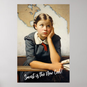 Back to school Norman Rockwell drawings style Poster