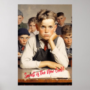 Back to school Norman Rockwell drawings style Poster