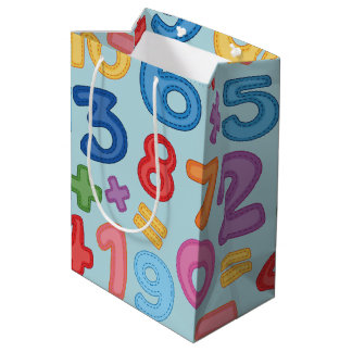 Back to school numbers in light blue background medium gift bag