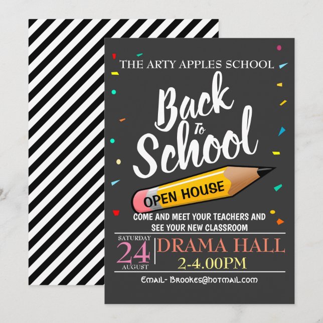 Back to school OPEN HOUSE invite (Front/Back)