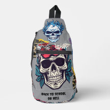 Back to school or hell Big skull floral Grey