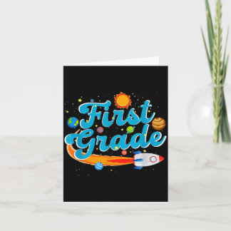 Back to school outer space teacher first grade card