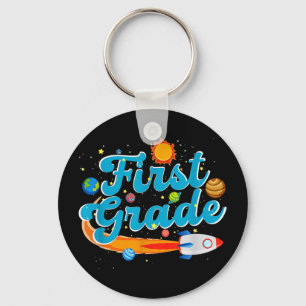 Back to school outer space teacher first grade keychain