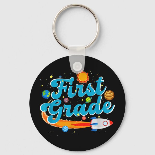 Back to school outer space teacher first grade keychain (Front)