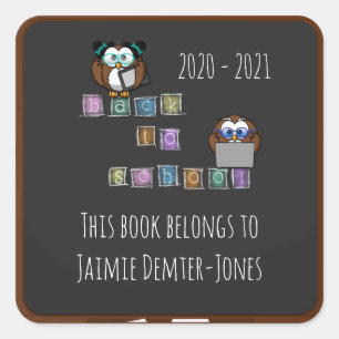 back to school owl - square sticker