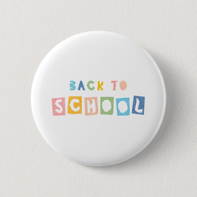BACK TO SCHOOL paper cut font cute typography. 2 Inch Round Button (Front)