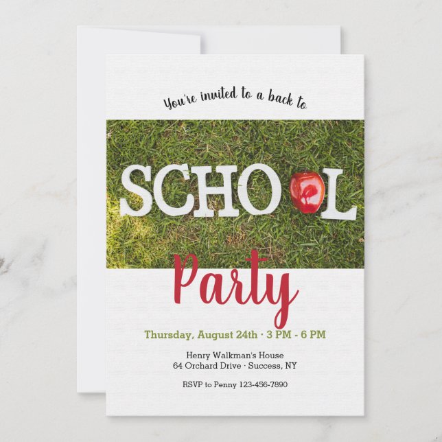 Back to School Party 2 Invitation (Front)