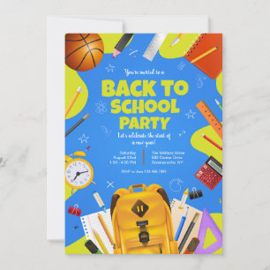 Back To School Party Bookbag Invitation
