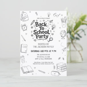 Back To School Party Doodle Invitation