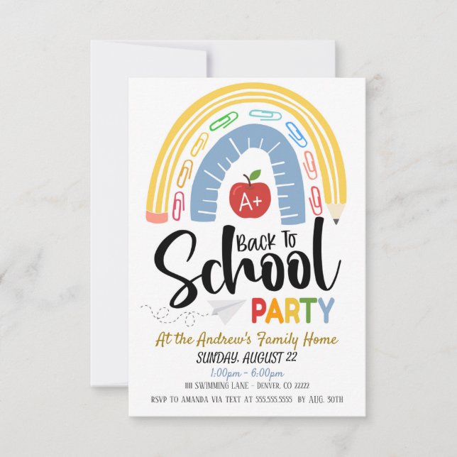 Back To School Party Invitation (Front)
