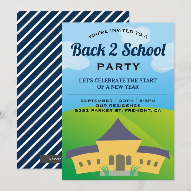 Back to School Party Invitation (Front/Back)