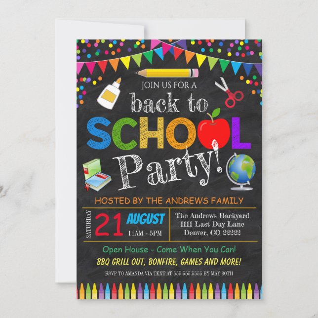 Back to School Party Invitation (Front)