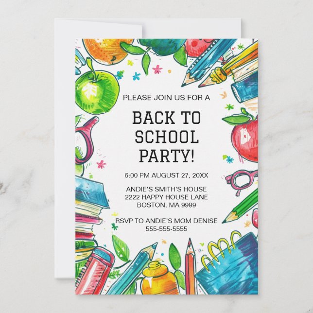 Back to School Party Invitation (Front)