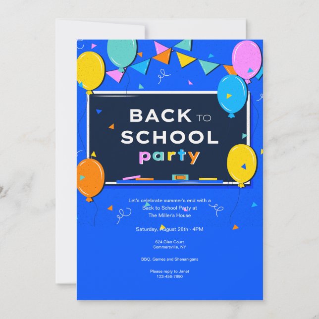 Back To School Party Invitation (Front)