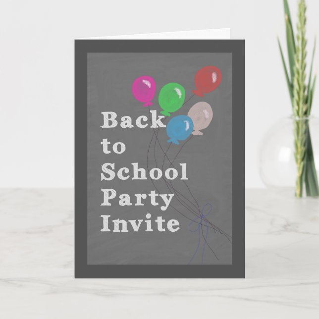 Back to School Party Invitation, Chalkboard Invitation (Front)