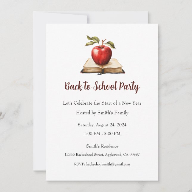 Back to School Party Invitation, End of Summer Invitation (Front)