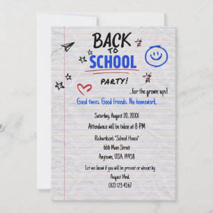 Back to School Party Invitation   Fun School Celeb