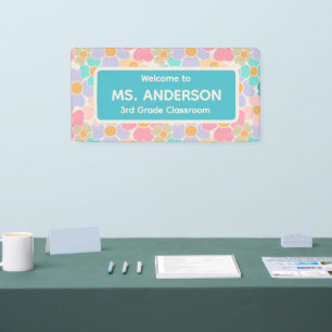 Back to school Pastel Flowers Teacher Banner