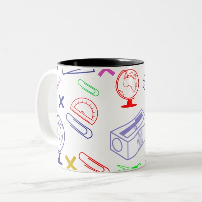 Back To School pattern Two-Tone Coffee Mug (Front Left)