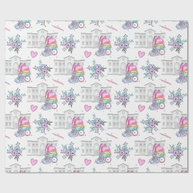 Back to School Pattern Wrapping Paper (Flat)