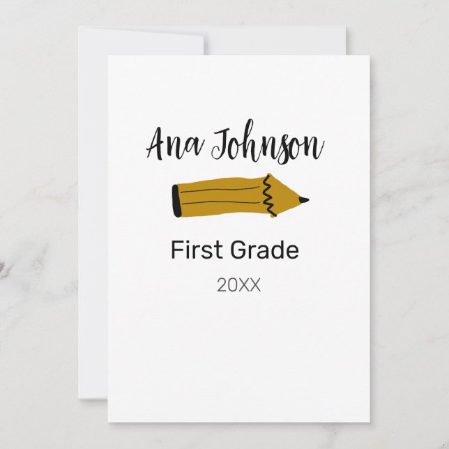 Back to school pencil add name grade class year te invitation (Front)