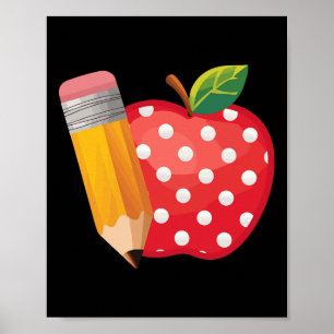 Back To School Pencil And Apple Teacher Student Poster