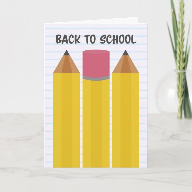 Back To School Pencil Illustration  Holiday Card (Front)