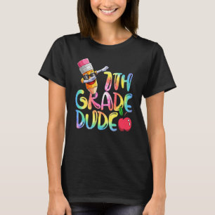 Back To School Pencil Tie Dye 7th Grade Dude Girl T-Shirt