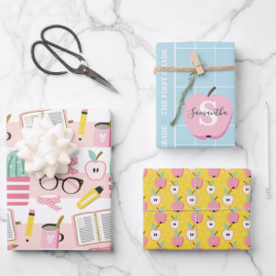 Back to School Personalized Monogram Wrapping Paper Sheet