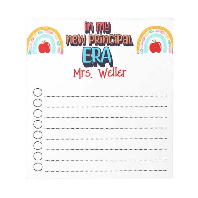 Back to school Personalized New Principal To-Do  Notepad (Front)