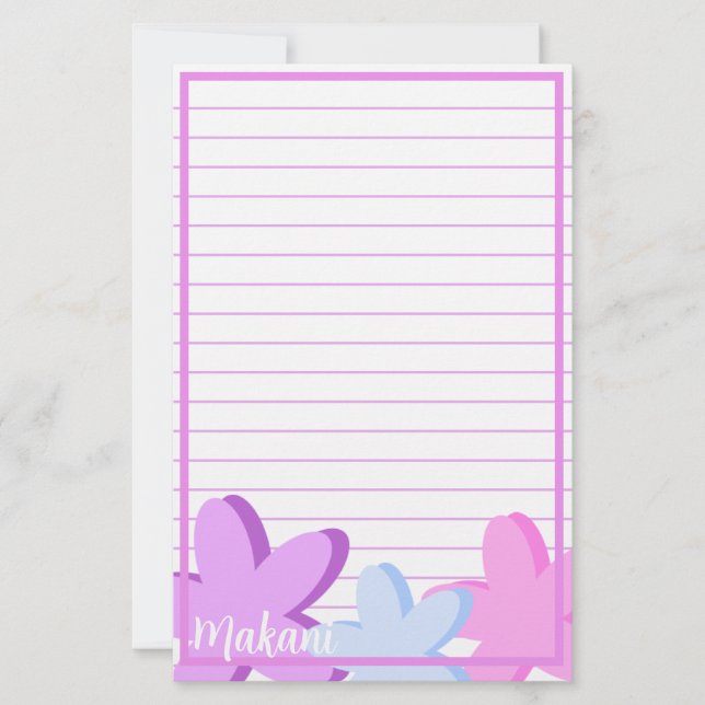 Back to School Personalized Plumeria Stationery (Front)