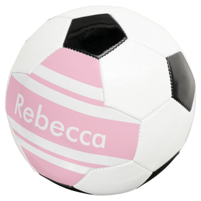 back to school pink stripes customizable soccer ball (Three Quarter)