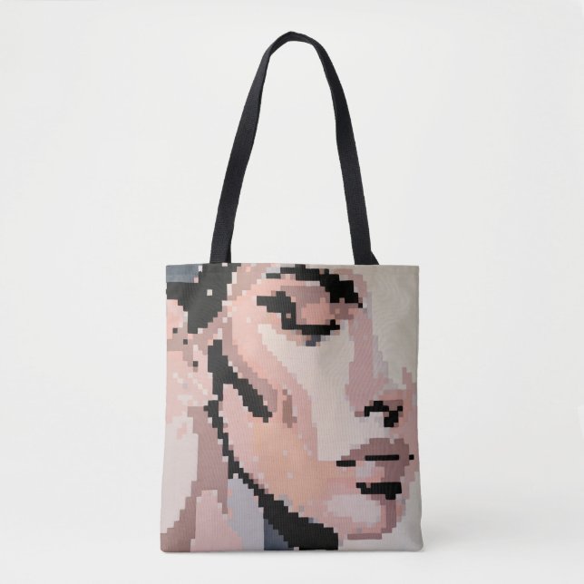 Back to school Pixel Woman with Empowering Quote Tote Bag (Front)