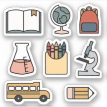Back to School Planner Stickers Bus Crayon Book