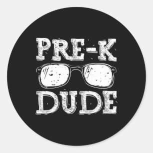 Back To School Pre-k Dude Classic Round Sticker