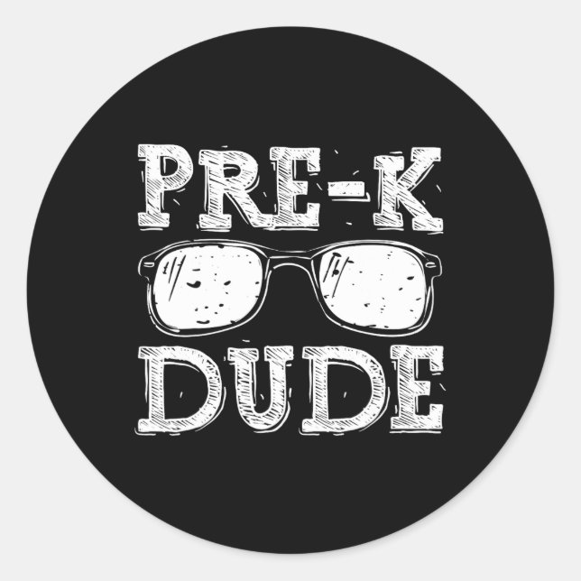 Back To School Pre-k Dude  Classic Round Sticker (Front)