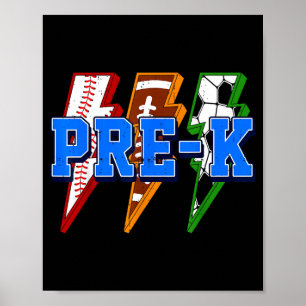 Back to school pre-k prek boy football baseball poster