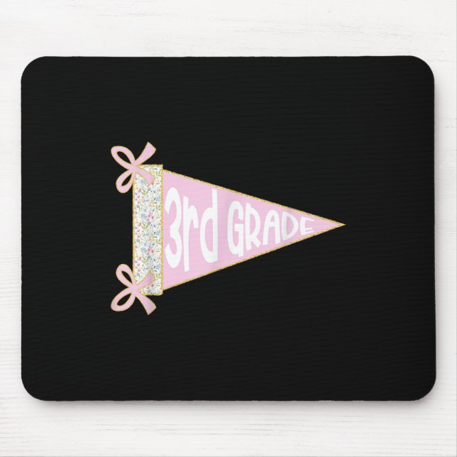 Back To School Preppy Pennant Flag Third Grade Coq Mouse Pad (Front)