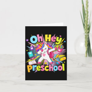 Back to school preschool unicorn teachers students card