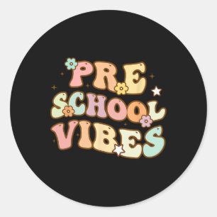 Back To School Preschool Vibes Retro Student Teach Classic Round Sticker
