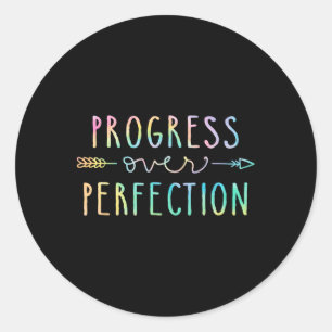 Back To School Progress Over Perfection Motivation Classic Round Sticker
