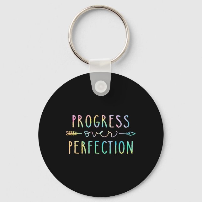 Back To School Progress Over Perfection Motivation Keychain (Front)